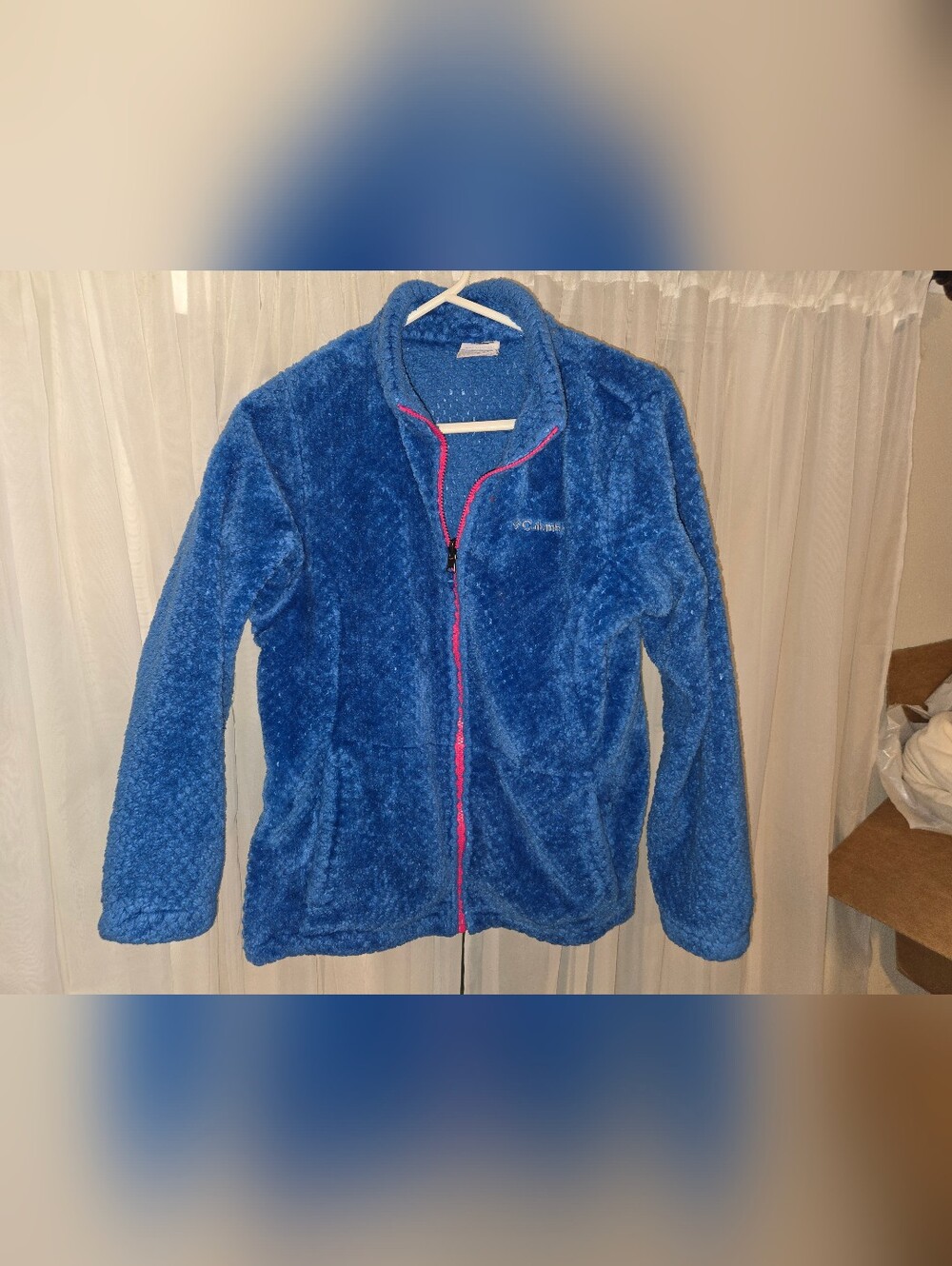 Columbia Kids Blue Fleece Jacket with Pink Trim Xl18
